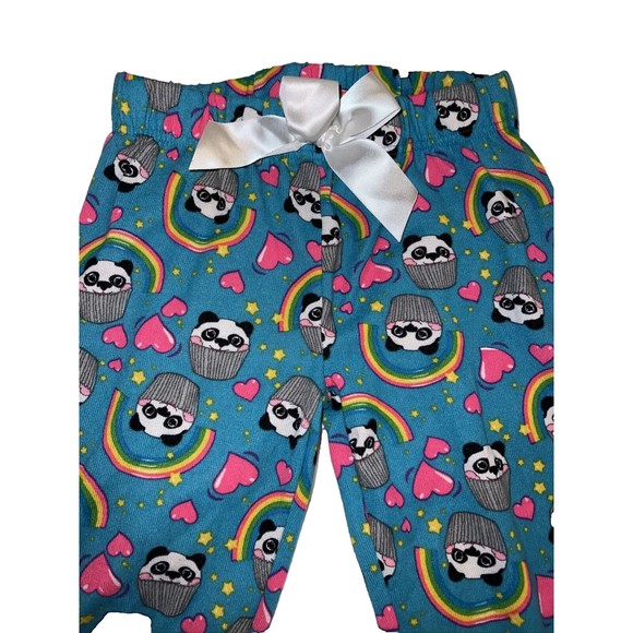 Sleep On IT Girls Multi Color Pajama Pants Med Size 10/12 Panda Rainbow Hearts - Picture 2 of 6